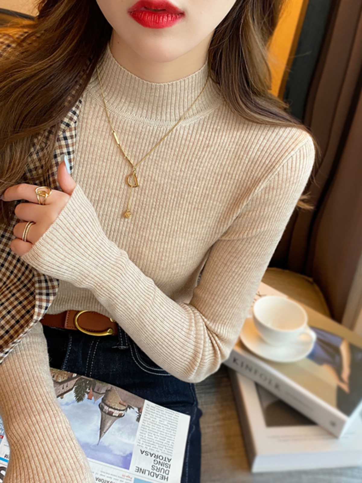 Half Turtleneck Knit Sweater 2026 Slimming Base Layer Women Autumn Winter Inner Wear Top - Image 2