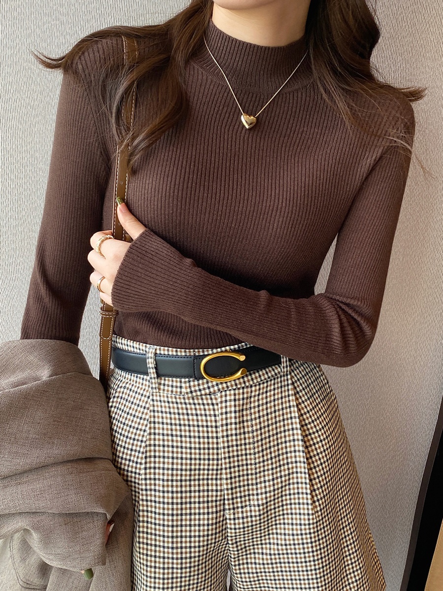 Half Turtleneck Knit Sweater 2026 Slimming Base Layer Women Autumn Winter Inner Wear Top