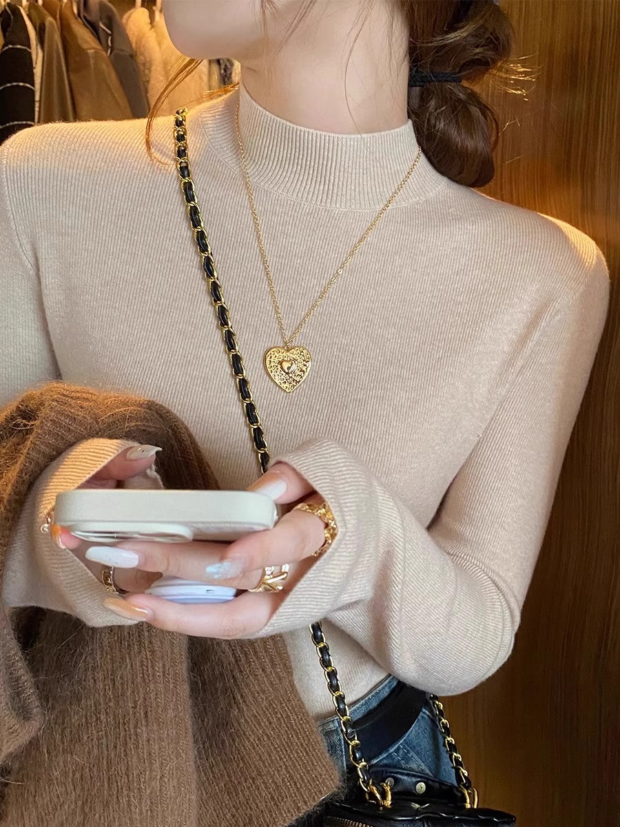 Women's Half Turtleneck Knit Base Layer Sweater Slim Fit Long Sleeve Top - Image 4