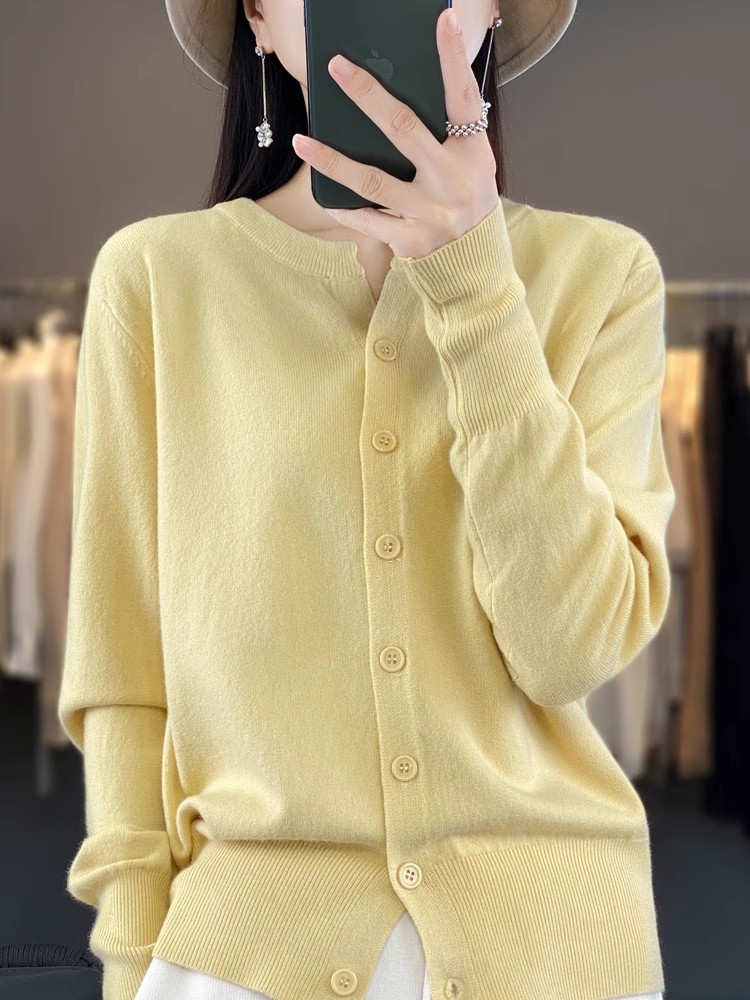2026 New Women's Knit Cardigan Lightweight Loose Crew Neck Long Sleeve Outer Top - Image 4
