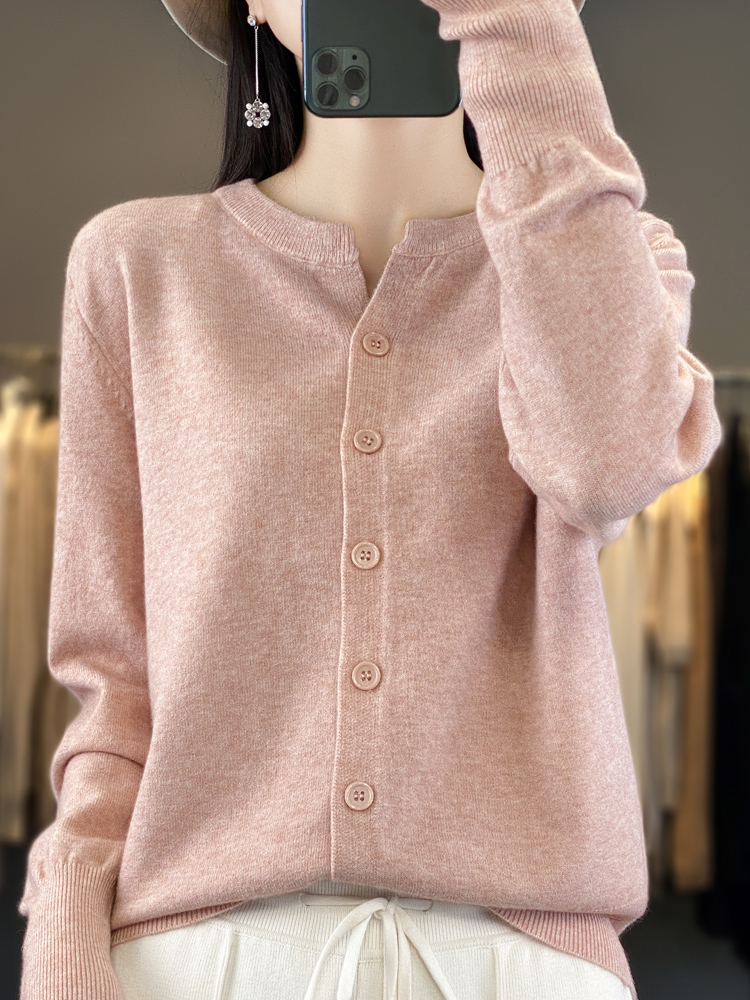 2026 New Women's Knit Cardigan Lightweight Loose Crew Neck Long Sleeve Outer Top