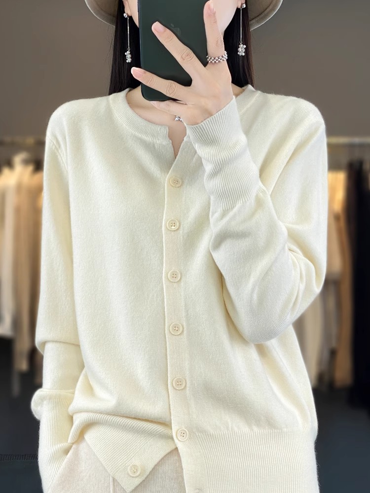 2026 New Women's Knit Cardigan Lightweight Loose Crew Neck Long Sleeve Outer Top - Image 3