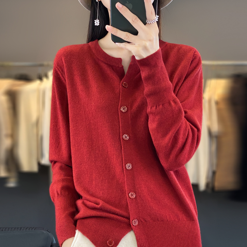 2026 New Women's Knit Cardigan Lightweight Loose Crew Neck Long Sleeve Outer Top - Image 5