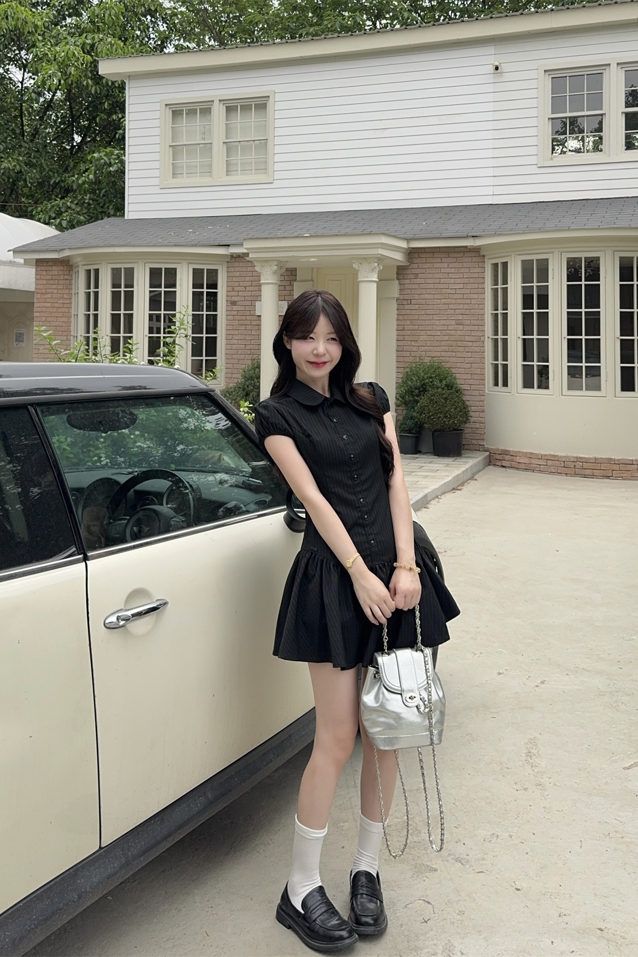 Sweet Slim Fit Pleated Polo Collar Dress - Image 5